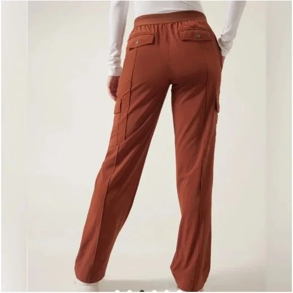 Athleta‎ Vienna Cargo Pant City Stripe Brown Wide Leg Gorpcore Size 10P - Picture 2 of 6